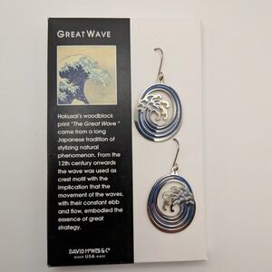 David Howell & Co Great Wave Hokusai Silver Plated Brass Drop Earrings ERS9993